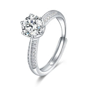 Anel de Noivado Solitário Com Pedra Moissanite com 6 garras Ajustável