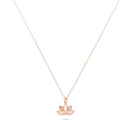 Colar Ouro Rose mais Pingente Flor de Lotus de Quartzo