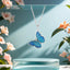 Conjunto Colar mais Pingente De Borboleta Esmaltada