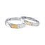 Par Aliança de Casal Sol e Lua Prata 925 e Ouro 18k