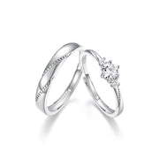 Aliança de Namoro Essência  Prata 925 Ajustável com Solitário em Zircônia