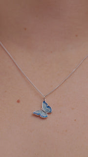 Colar mais Pingente De Borboleta Esmaltada