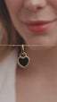 Colar de Coração com Fechadura Frente e Verso Ouro 18k