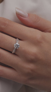 Anel de Noivado Solitário Com Pedra Moissanite com 6 garras Ajustável