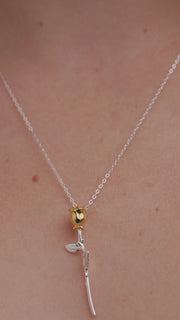 Colar De Rosa com Pingente Flower Ouro 18k