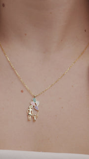 Colar Mãe e Filha Balão Colorido Ouro 18k