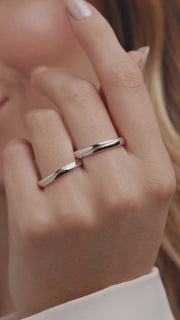 Aliança de Casal Prata 925 com Filete em Ouro 18k