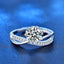 Anel Moissanite Flor com Pedra - fabijoias